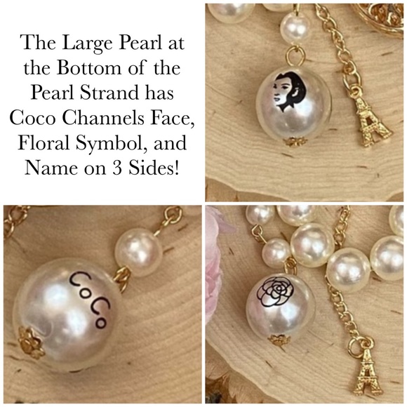 Chic Crystal Perfume Bottle & Pearls Keychain Eiffel Tower Charm - Picture 14 of 16